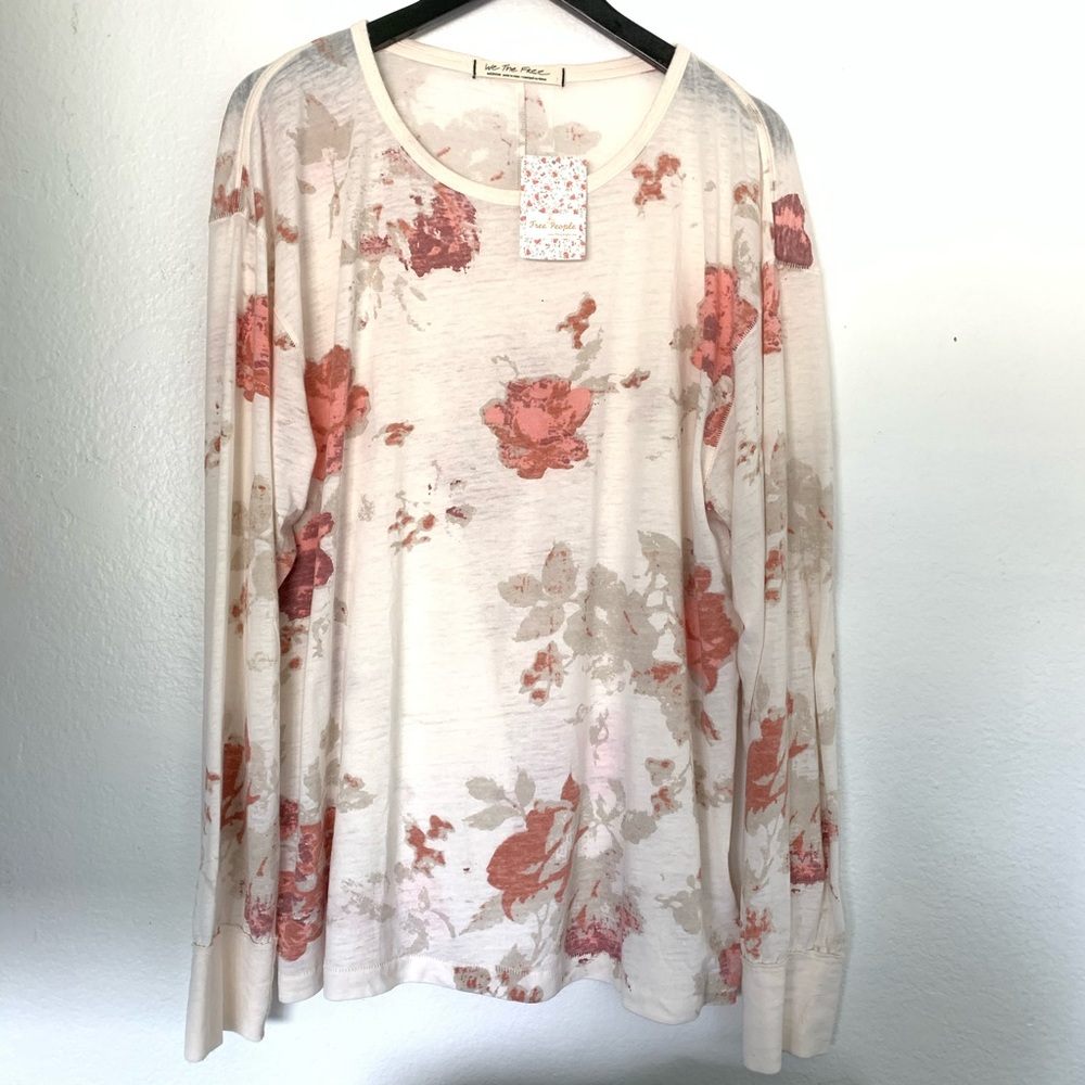 NWT Free People Floral Long Sleeve Top